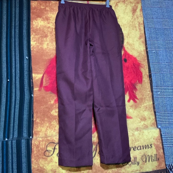 BLAIR-women’s maroon polyester stretch waistband pleated dress pants - Picture 8 of 9